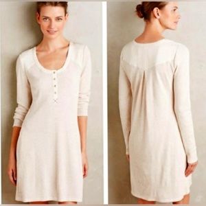 Saturday Sunday Anthropologie cream mini thermal henley dress